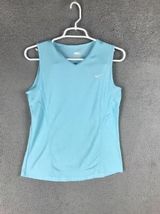 Nike Fit Dry Girls Sleeveless V Neck Running Athletic Blue Tank Top Size M - Picture 1 of 8