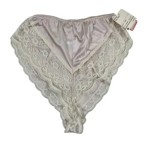 Vintage neu aus altem Lagerbestand JC Penny Nylon-Höschen Spitze hoch geschnitten hergestellt in den USA Größe M 12-14 - Bild 1 von 11