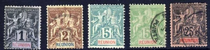 FRENCH RÉUNION 1892 Tablet Key-Types Part Set SG 34 to SG 41 MINT & VFU - Picture 1 of 2
