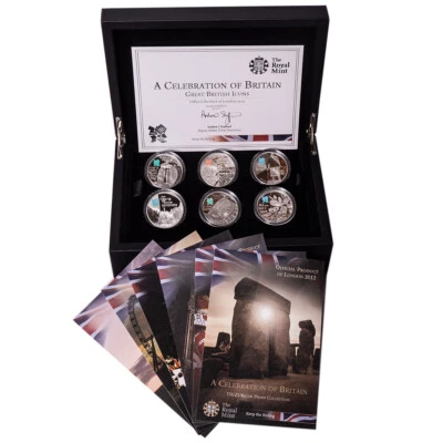 Juego de 6 monedas de plata a prueba de 5 libras Isabel II 2009/2010 Foto 1 de 4