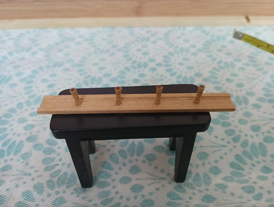 Miniature Dollhouse Artisan Made Wall Mounted Coat Hanger Blonde Wood with Hooks - Image 1 of 4