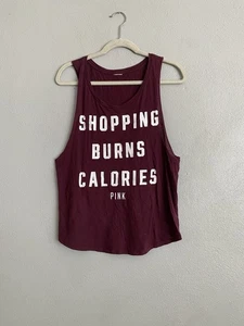 Damen Tank Top Large Burgund Shopping Burns Calories VS PINK U-Ausschnitt - Bild 1 von 2