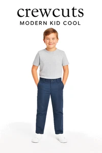 Crewcuts Boys Slim Flex Chino Pants – Navy Blue – Size 14 (Style L1633) Adjustab - Picture 1 of 14