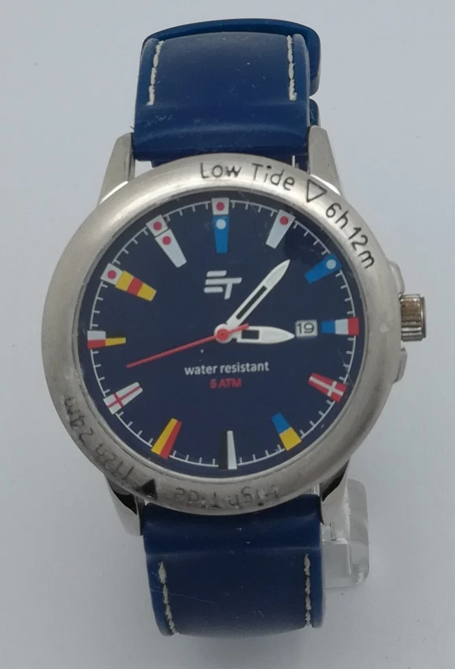 ET Herrenuhr,Tidenuhr,Drehlünette,Leuchtzeiger,Datumsanzeige,die Uhr läuft - Bild 1 von 4