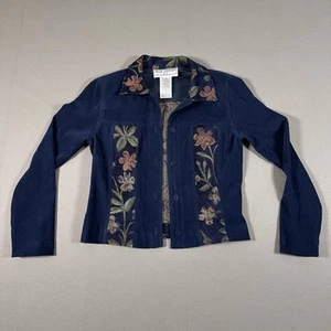 Jessica Howard Embroidered Floral Jacket Navy Women’s Petite 4 - Picture 1 of 11