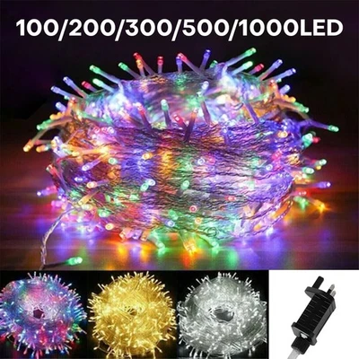 UK Fairy String Lights 10-100m Mains Plug In Christmas Tree Indoor & Outdoor