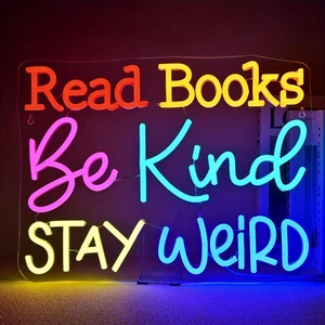 Letrero de neón Letra LED Luces de neón regulables para leer libros Sé amable Stay Weird - Imagen 1 de 3