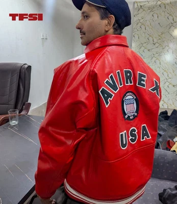 Avirex Leather jacket American Flight Red Jacket  Leather Jacket for Men - Image 1 of 3
