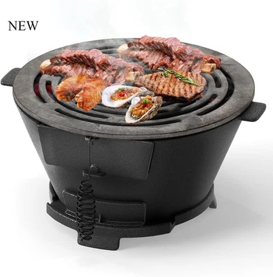 Giantex Cast Iron Hibachi Grill, Portable Japanese BBQ Charcoal Grill, Round  - Image 1 of 4