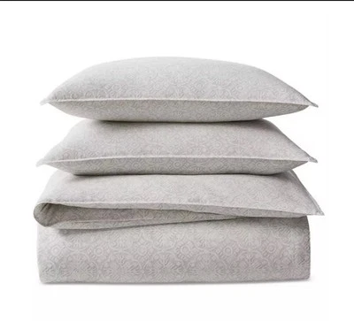 RALPH LAUREN Emilia Tonal Medallion Medallion Duvet Cover 3Pc Set King Grey $430 - Image 1 of 4