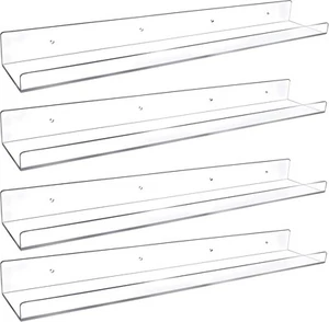 4 Pack 24-Inch Long Clear Acrylic Floating Shelves Wall Ledge 24 Inches  - Picture 1 of 7