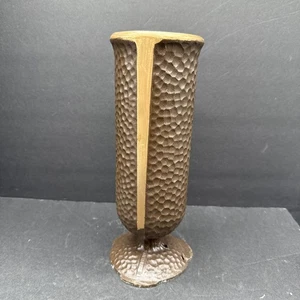 Vintage gehämmert Fuß schwere Bronze Friedhof Grab Denkmal Blumenvase 6,25 Pfund - Bild 1 von 5