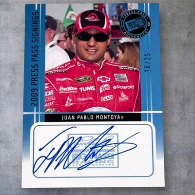 Juan Pablo Montoya PACK PULLED signed card 2009 PRESS PASS SIGNINGS #16/25 - Image 1 of 2