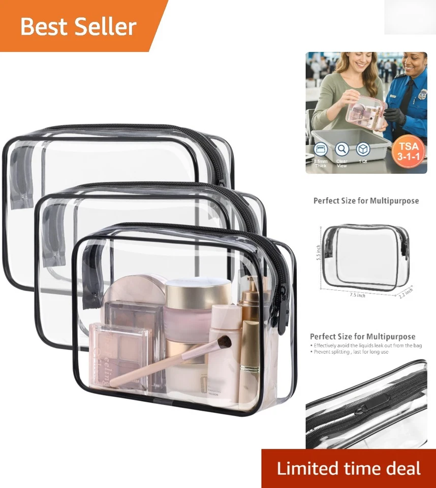 TSA Approved Toiletry Bag Packism Clear Makeup Bag Waterproof Quart Size Bag 3