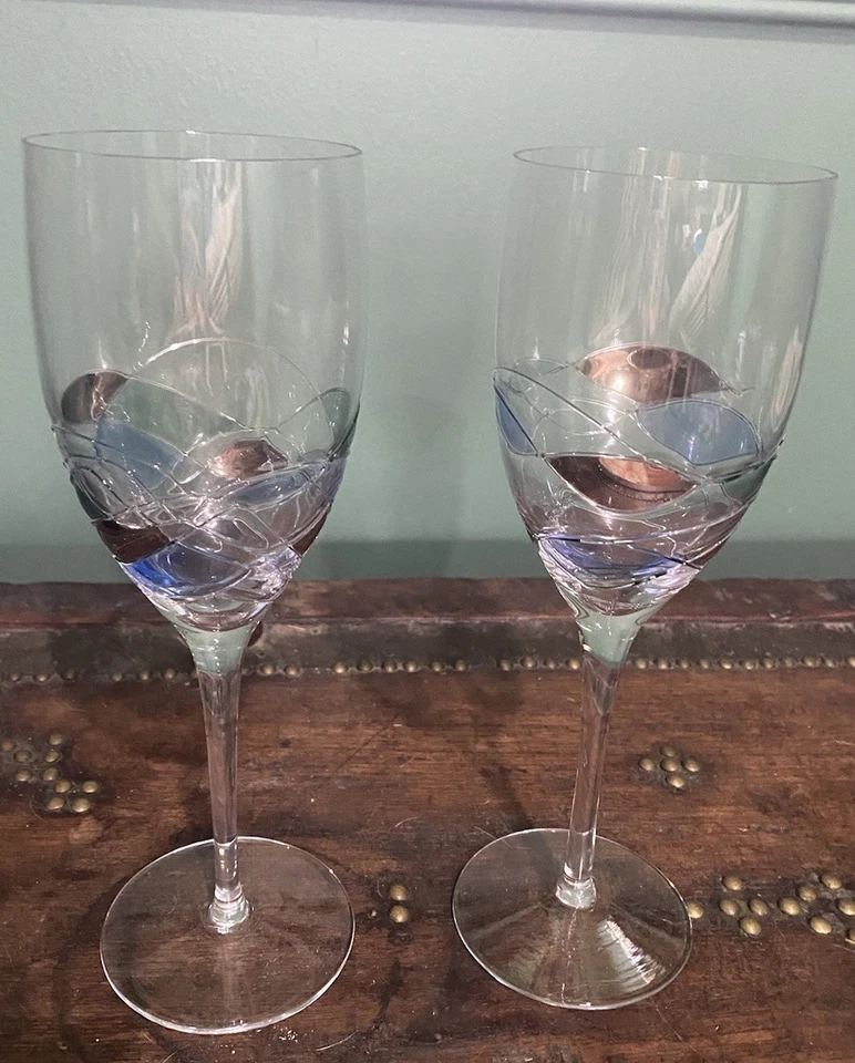 "Copas de vino Artland Helios vintage vitral diseño mosaico cristal 10""" Foto 1 de 4
