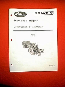 ARIENS GRAVELY ZOOM & ZT BAGGER & BLOWER MODEL 815015 OWNERS WITH PARTS MANUAL - Imagen 1 de 1