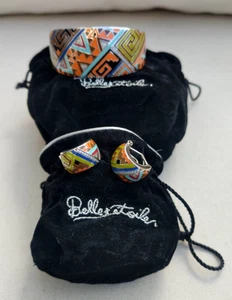 BELLE ETOILE "SEDONA" Southwest SET BRACCIALE E ORECCHINI CON CERNIERA 925 Sterling - Foto 1 di 23
