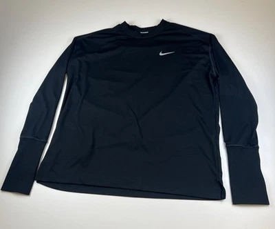 Nike Dri-Fit Running Shirt Mens Large Black Long Sleeve Thumbholes Athletic Top - Image 1 of 4