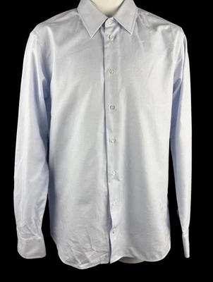 Camisa para hombre Emporio Armani azul manga larga algodón abotonada talla 39 Foto 1 de 4
