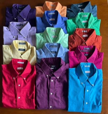 14 ~ Camisas de vestir para hombre IZOD color liso ligeramente usadas 15,5 34/35 mezcla de algodón Foto 1 de 4
