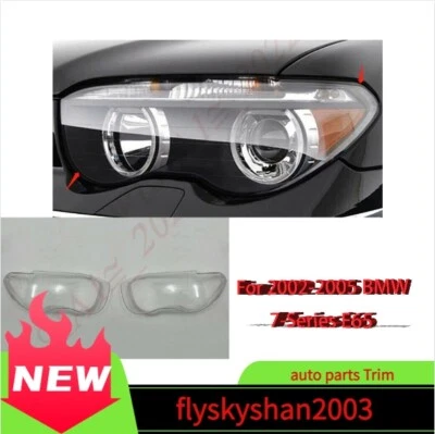 Front Headlight Lens Cap+ Sealant Glue A Pair For 2002-2005 BMW 7-Series E65 - Image 1 of 4
