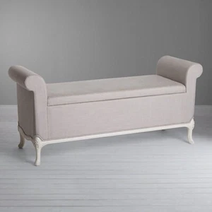 Ottoman / Blanket Box Birch Wood Linen Upholstered: John Lewis Rose Range - Picture 1 of 7