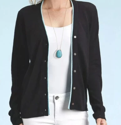 FRESH PRODUCE PIPER Cardigan Sweater Linen Cotton Black Size Small NWT $69 - Image 1 of 4