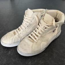 YSL Saint Laurent Distressed High Cut Sneakers Shoes White Leather Heart US-10