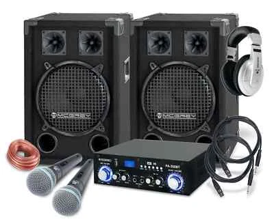 PA Anlage DJ Karaoke Musik Lautsprecher Boxen Bluetooth Endstufe Mikro Set 800W - Bild 1 von 4