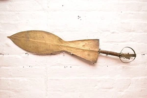 ANTIQUE KINDOM OF BENIN CEREMONIAL SWORD BRASS / BRONZE NIGERIA EBEN AFRICAN 31" - Picture 1 of 15