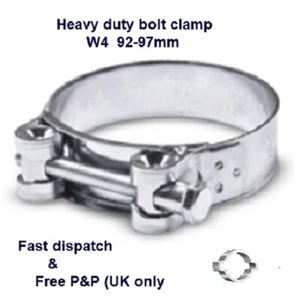 Heavy duty bolt clamps W4 (304 grade stainless steel) 92-97mm - Picture 1 of 12