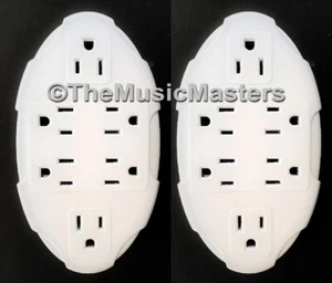 (2) 6 Outlet Electrical Socket Adapter Cover Oval 6-Way Wall Plug Power Splitter - Picture 1 of 9