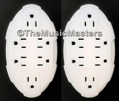 (2) 6 Outlet Electrical Socket Adapter Cover Oval 6-Way Wall Plug Power Splitter - Image 1 of 4
