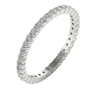 Eternity Stackable Wedding Ring SI1 G 0.90 Carat Round Diamond 14K Yellow Gold - Picture 1 of 8