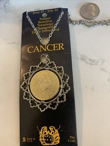 Accessorize Lg CANCER Statement Pendant - Gold/Silver Tone W 24” Thick Chain - Picture 1 of 8