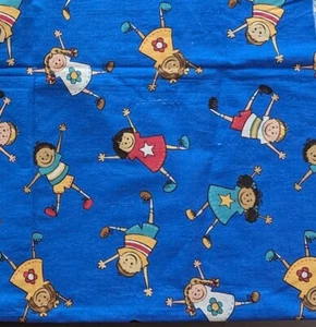 Textile Arts & Film Blue Cotton Fabric Kids Scatter Print 2 Pcs 26" & 44" Long - Picture 1 of 5