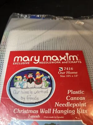Mary Maxim Christmas Our Home Plastic Canvas Needlepoint Kit 10.5x13” Snowman - Image 1 of 4