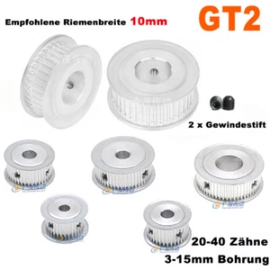 GT2 Riemenscheibe 20-40 Zähne 3-15mm Bohrung Für Riemenbreite 10mm 3D Drucker  - Picture 1 of 8