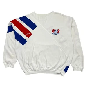 VTG 90s USA WORLD CUP 1992 TEAM ADIDAS SWEATSHIRT WHITE SIZE L SOCCER FOOTBALL - Picture 1 of 9