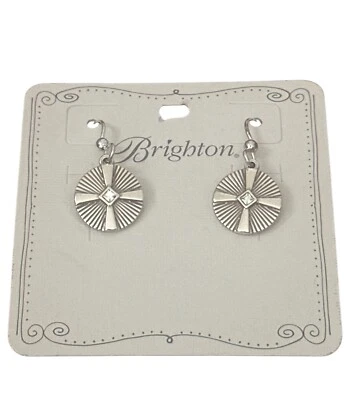 Brighton Celeste Heart Earrings- circle - crystals- silver color -french wire - Image 1 of 2