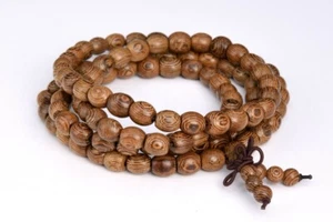 10x8MM 108 Pcs Fragrant Senna Siameawood Mala Beads Natural Wood Barrel Bead 37" - Picture 1 of 4