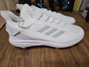 Adidas Icon 8 White Silver Metallic Men's Size 11.5 Metal Baseball Cleats IG7089 - Picture 1 of 9