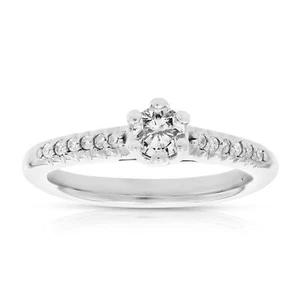 0.60 cttw Diamond Engagement Ring 10K White Gold Bridal Wedding Size 7 - Picture 1 of 7
