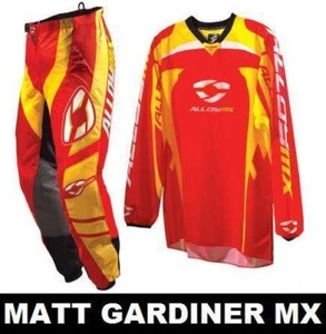 Alloy MX Motocross MX-1 Set Hose Trikot Rot/Gelb 71.1cm Grösse / Klein Shirt - Picture 1 of 1