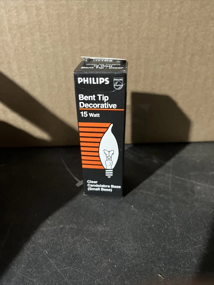 Philips Bent Tip Decorative Small Base 15W 120V Light Bulbs 15BA9C - Image 1 of 4