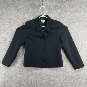 Talbots Women's Blazer Size 8 Black Long Sleeve Collared 4 Button Wool - Picture 1 of 10