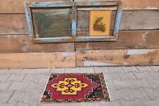1’5” x 3’3” Ft Turkish Multicolor Oriental Vintage Rugs, 2x3 Door Mat Carpet