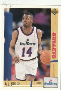 FREE SHIPPING-MINT-1991-92 Upper Deck AJ English #387 BULLETS