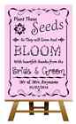 Pink Plant Seeds Favours Personalised Wedding Sign / Poster