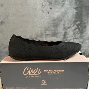 Skechers Cleo Love Spell Ballet Flats Comfort Shoes Stretch Black Womens 6.5 New - Picture 1 of 14